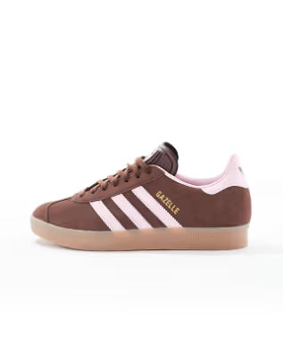 Adidas Originals Gazelle Indoor sneakers in brown and pink