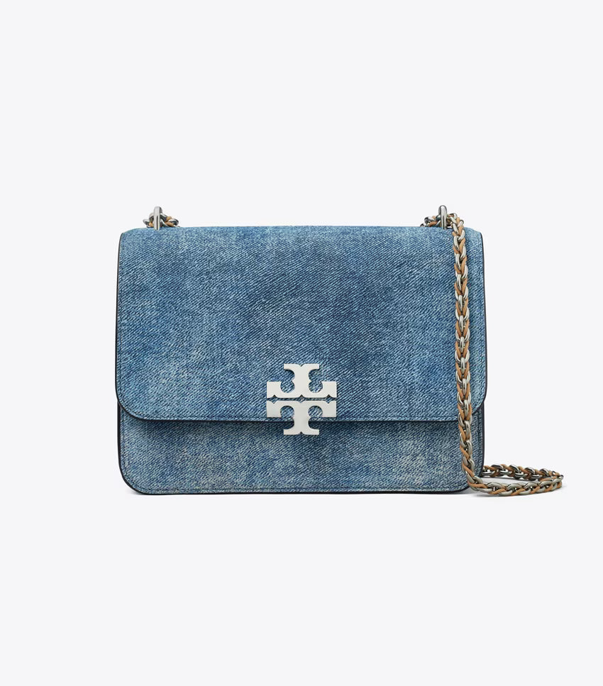 Britten Denim Suede Small Shoulder Bag