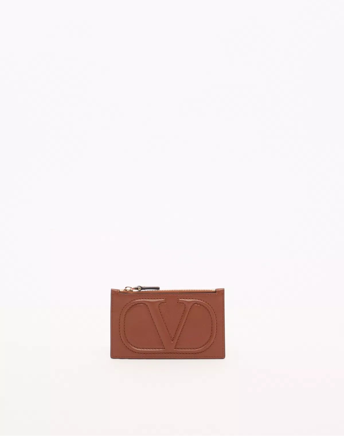 Vlogo walk zipper card holder in calfskin