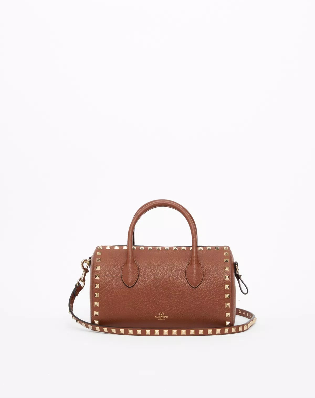 Rockstud grainy calfskin handbag