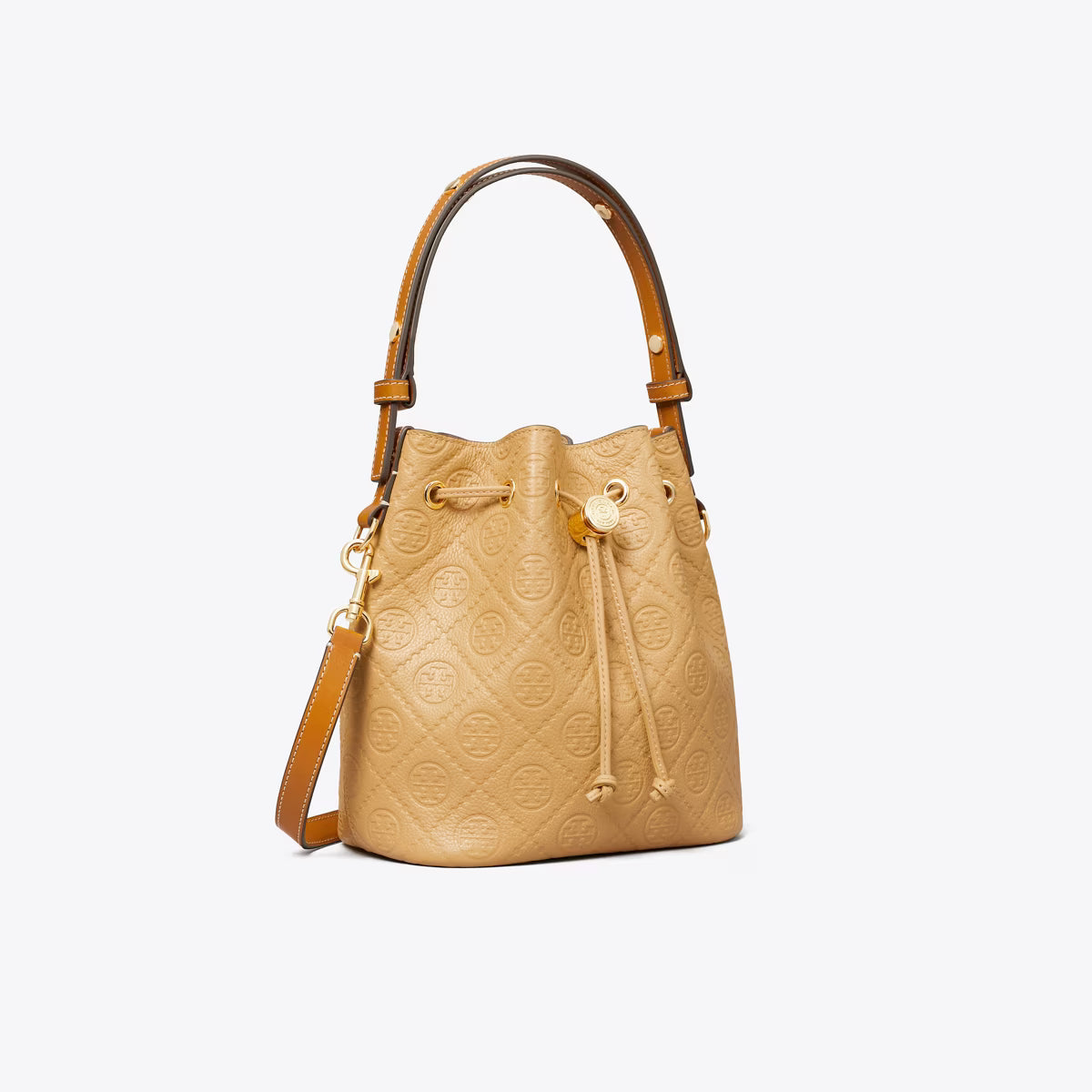 T MONOGRAM PEBBLE BUCKET BAG