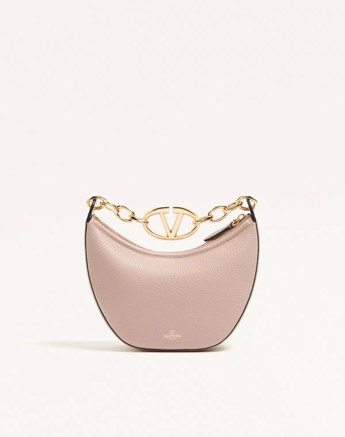 Mini hobo vlogo moon bag in grainy calfskin with chain