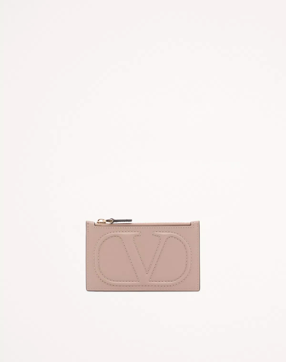 Vlogo walk zipper card holder in calfskin