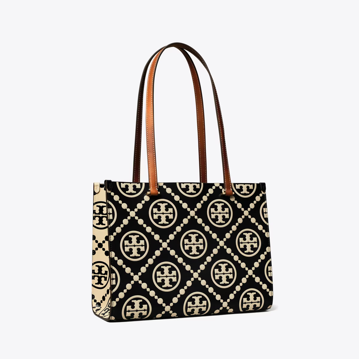 T MONOGRAM CONTRAST EMBOSSED SMALL TOTE