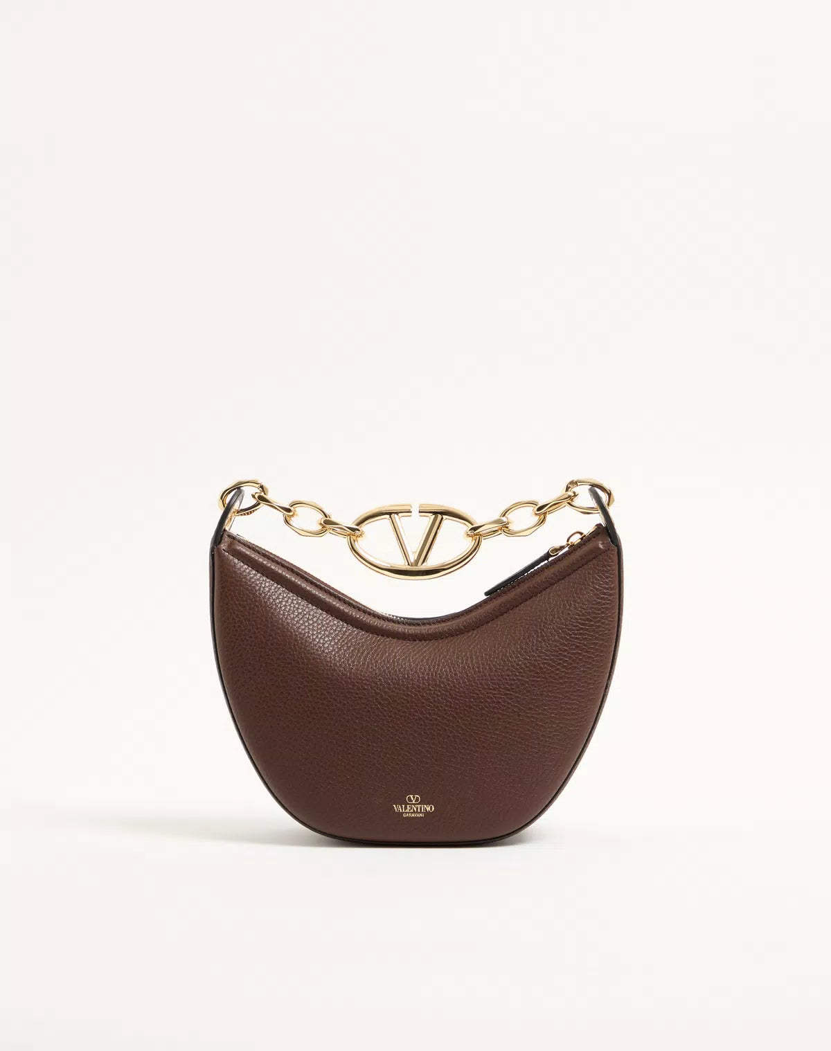Mini hobo vlogo moon bag in grainy calfskin with chain