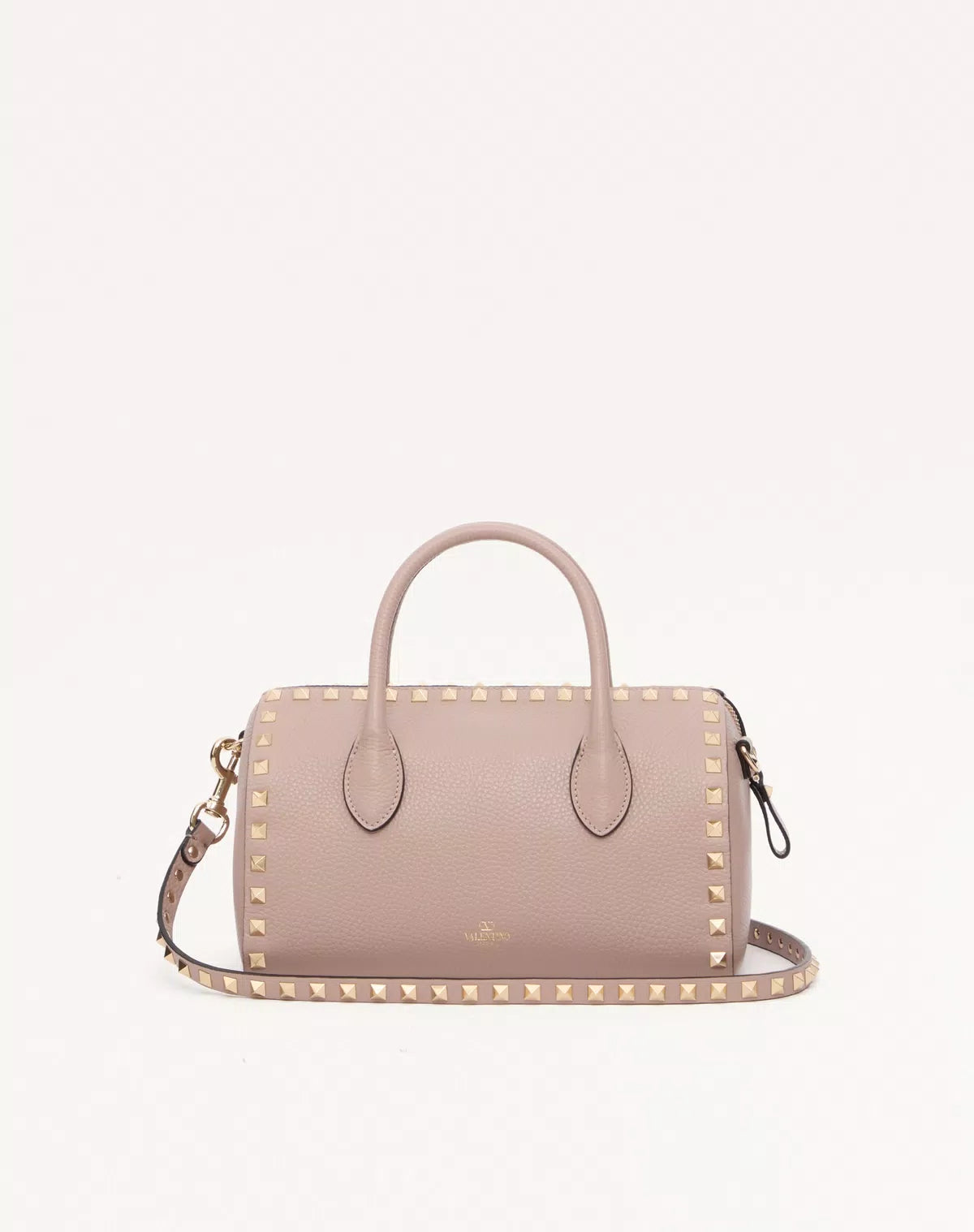 Rockstud grainy calfskin handbag