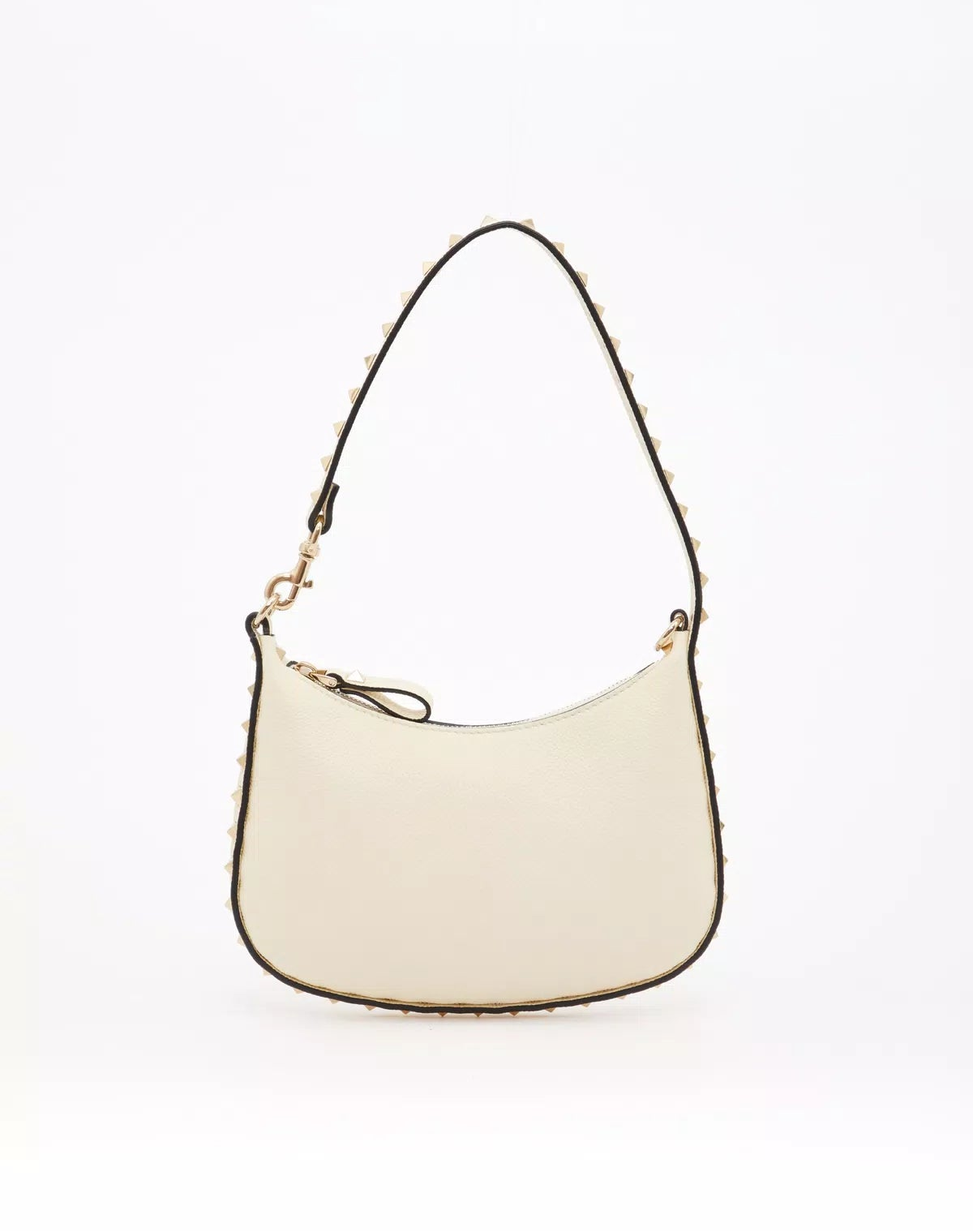 Mini rockstud hobo bag in grainy calfskin