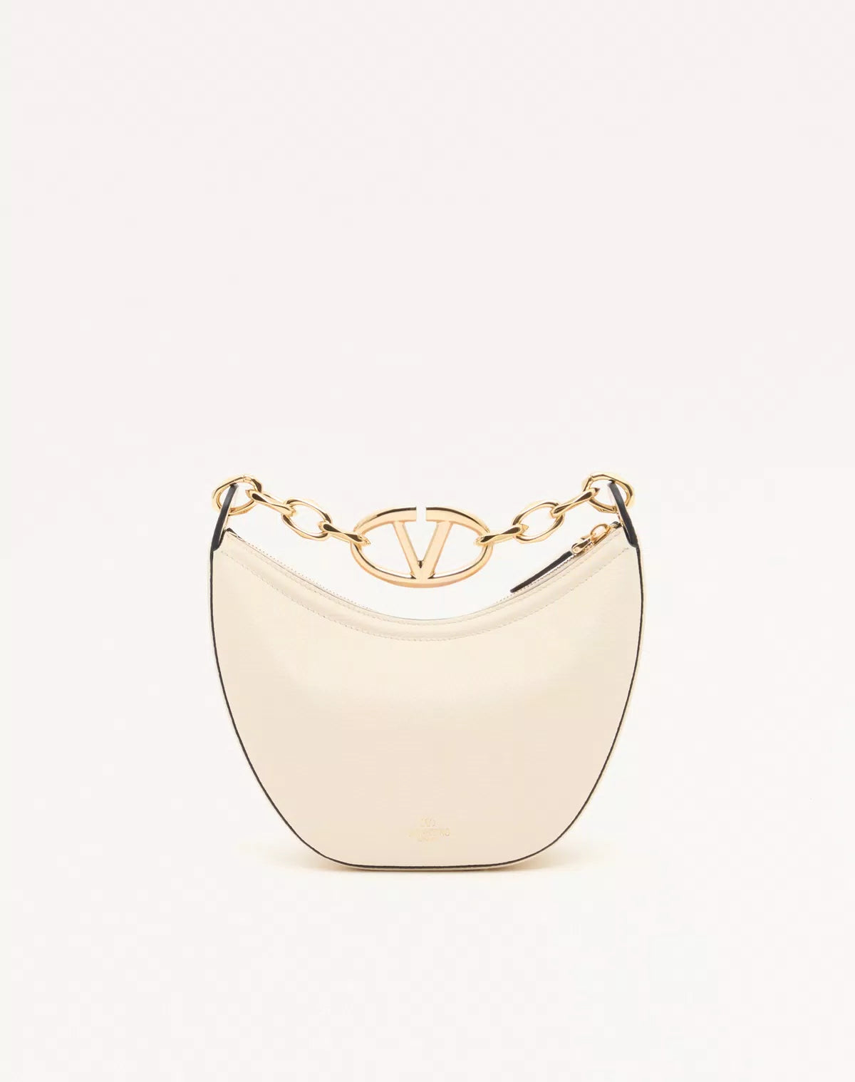 Mini hobo vlogo moon bag in grainy calfskin with chain