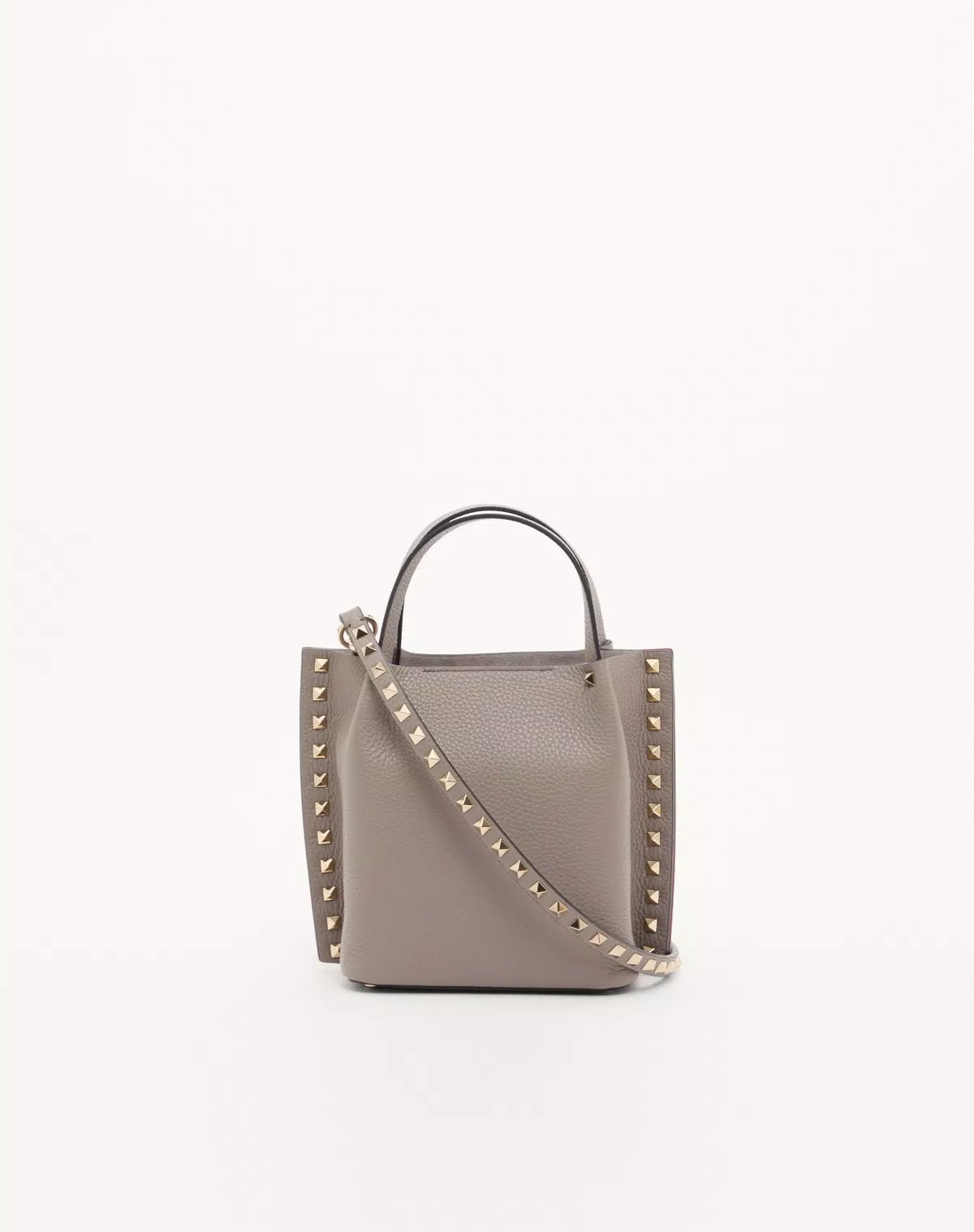Rockstud small shopping bag in grainy calfskin