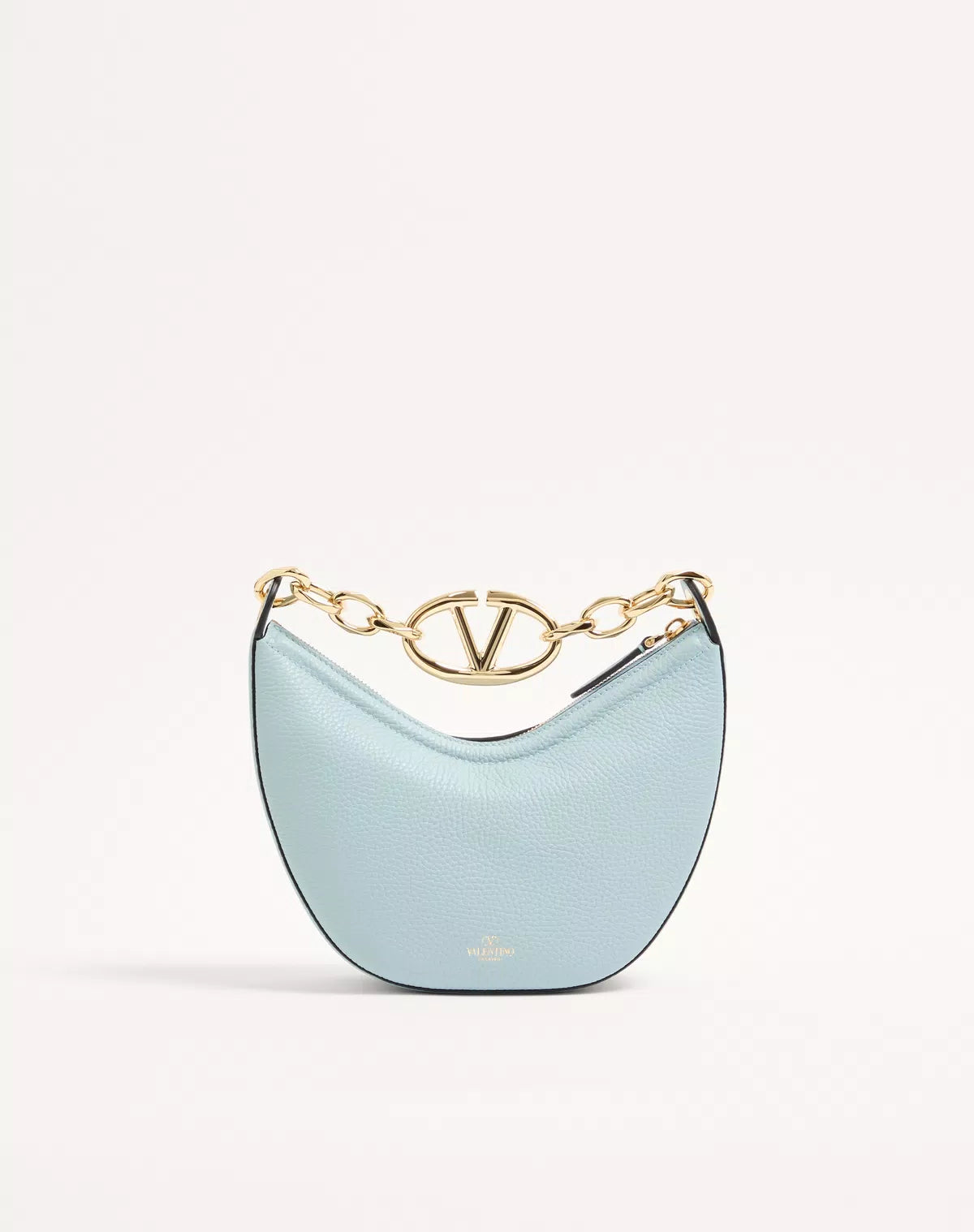 Mini hobo vlogo moon bag in grainy calfskin with chain