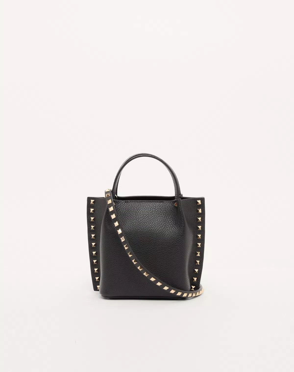 Rockstud small shopping bag in grainy calfskin
