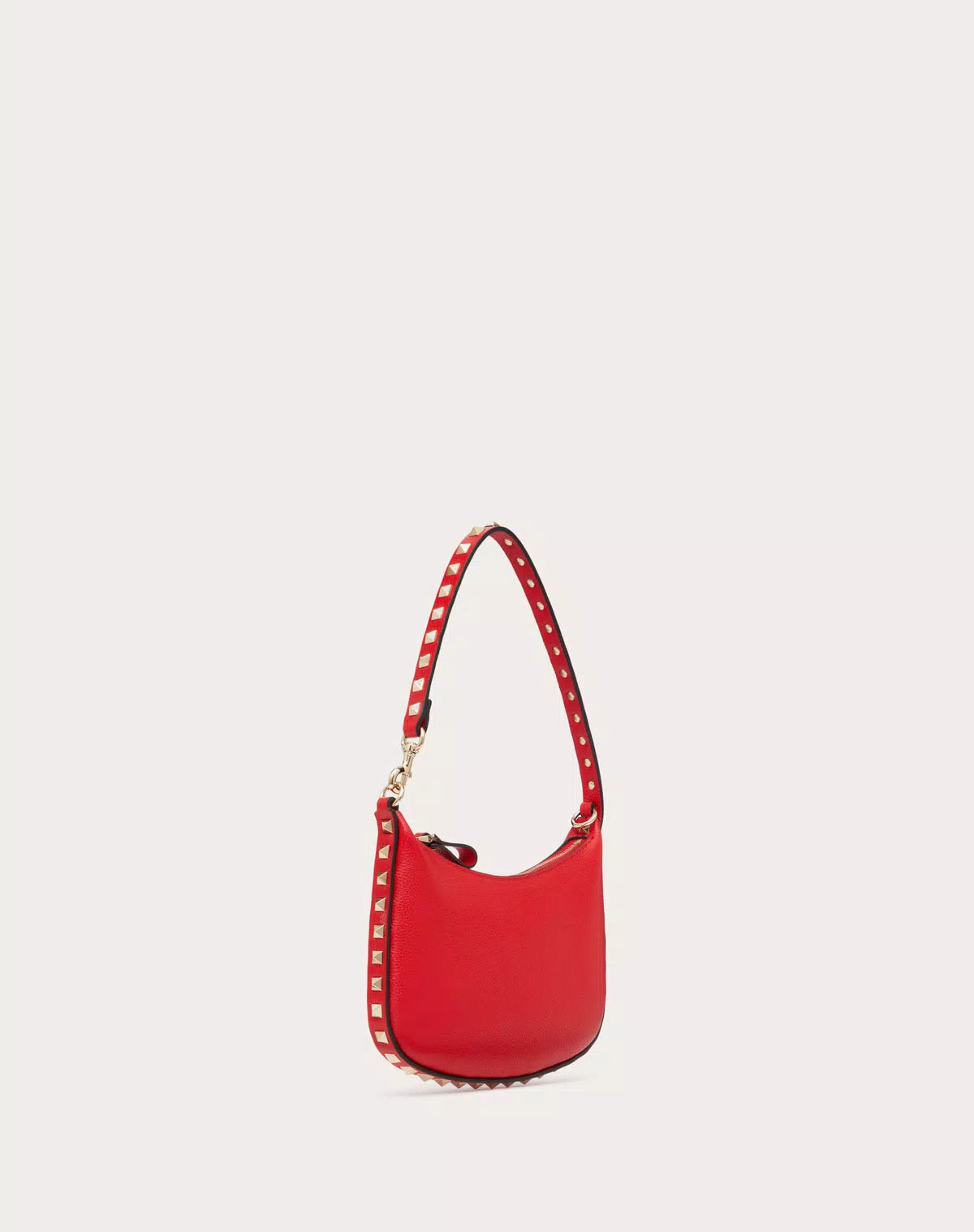 Mini rockstud hobo bag in grainy calfskin