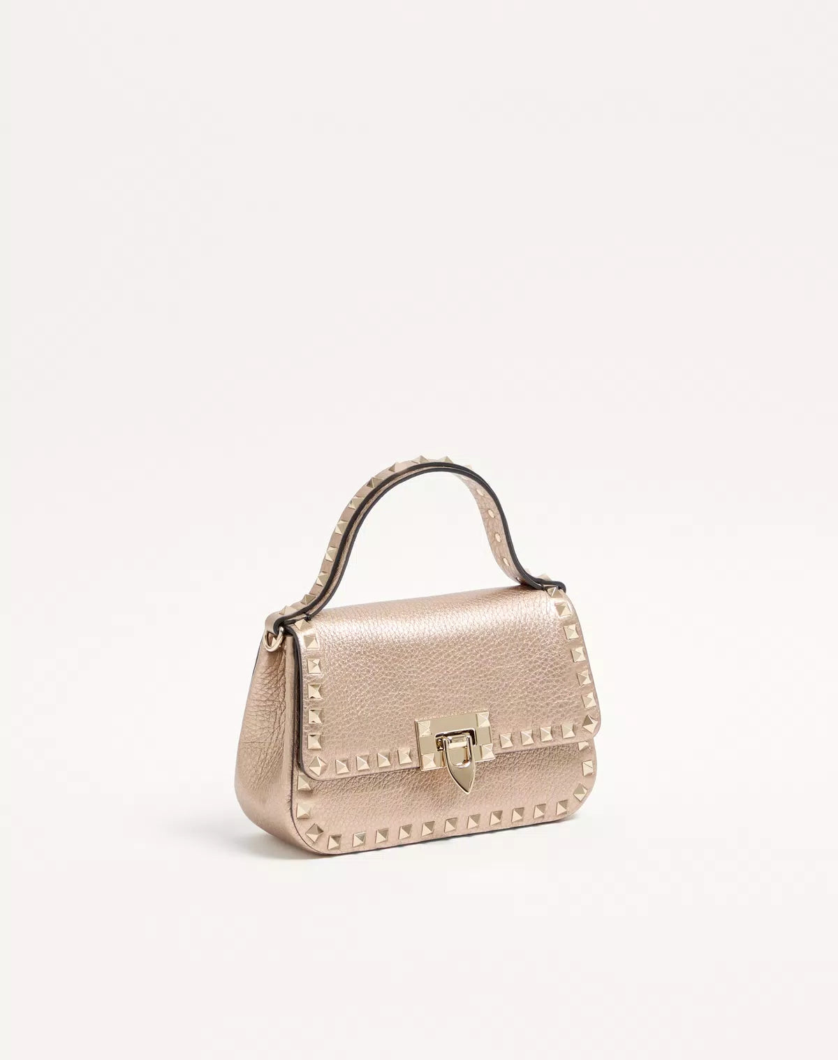Rockstud small handbag in laminated grainy calfskin