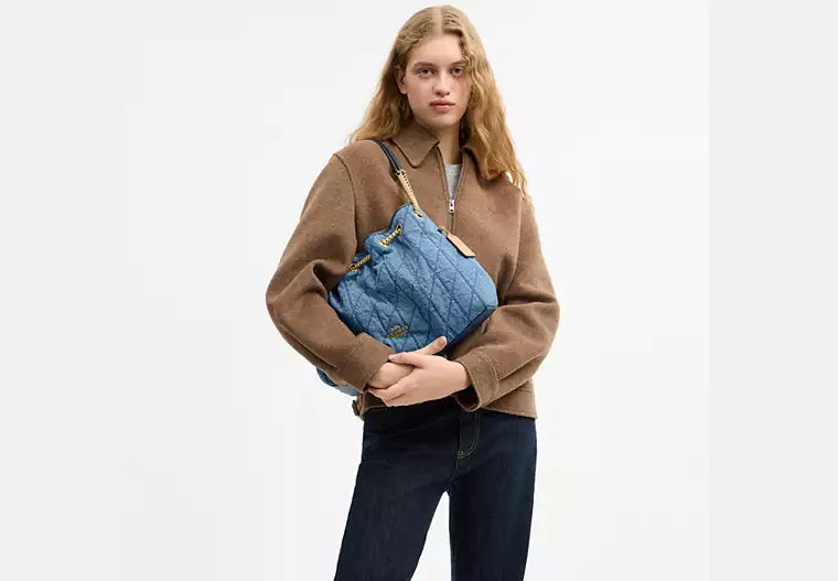 Evelyn Shoulder Bag In Regenerative Cotton With Quilting