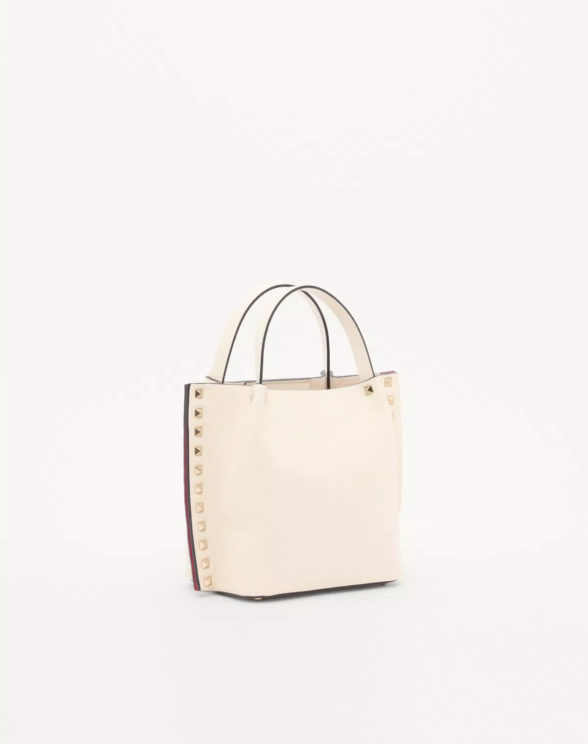 Rockstud small shopping bag in grainy calfskin