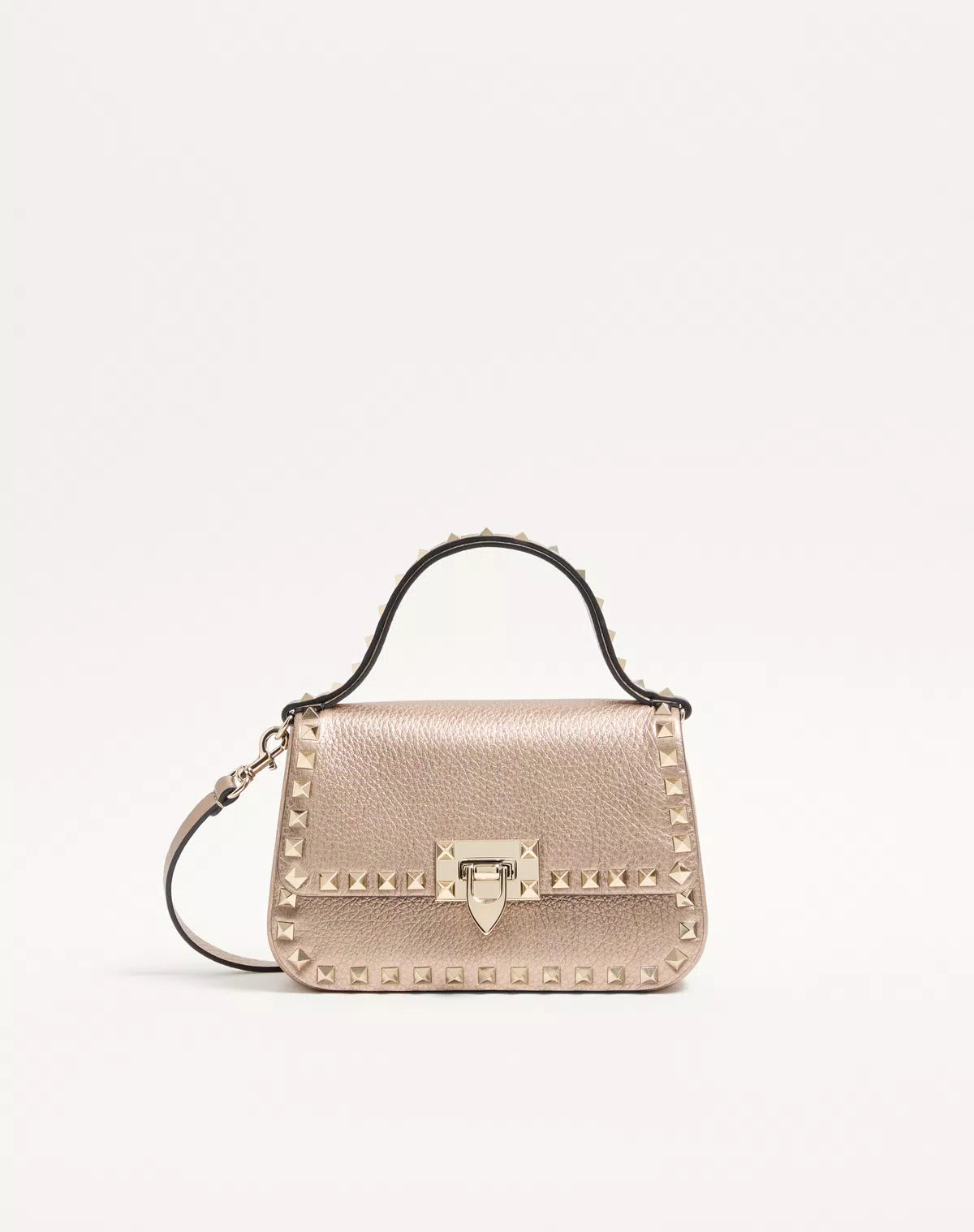 Rockstud small handbag in laminated grainy calfskin