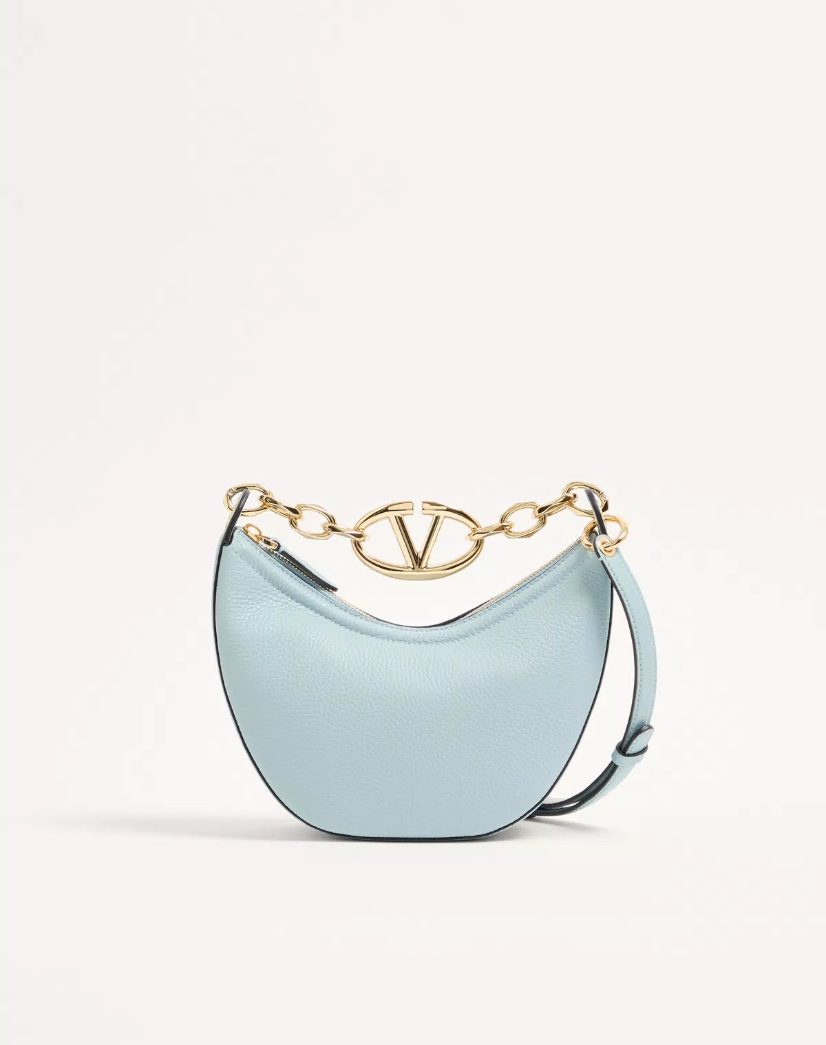 Mini hobo vlogo moon bag in grainy calfskin with chain