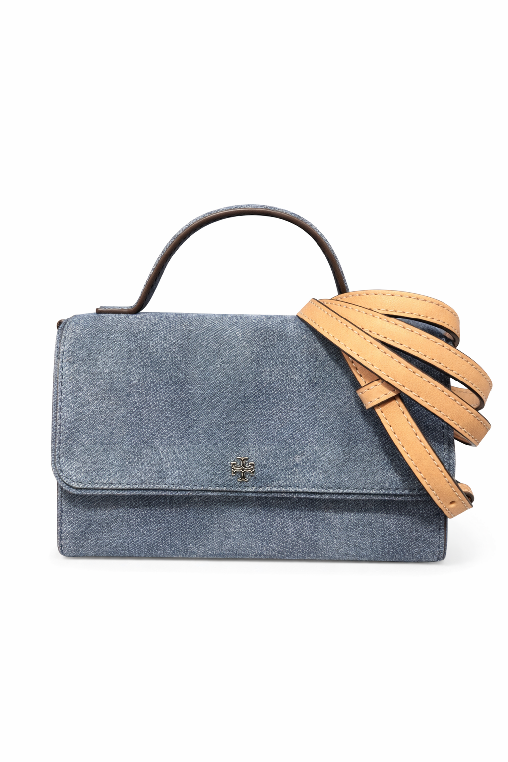 Emerson Denim Suede Chain Wallet Crossbody