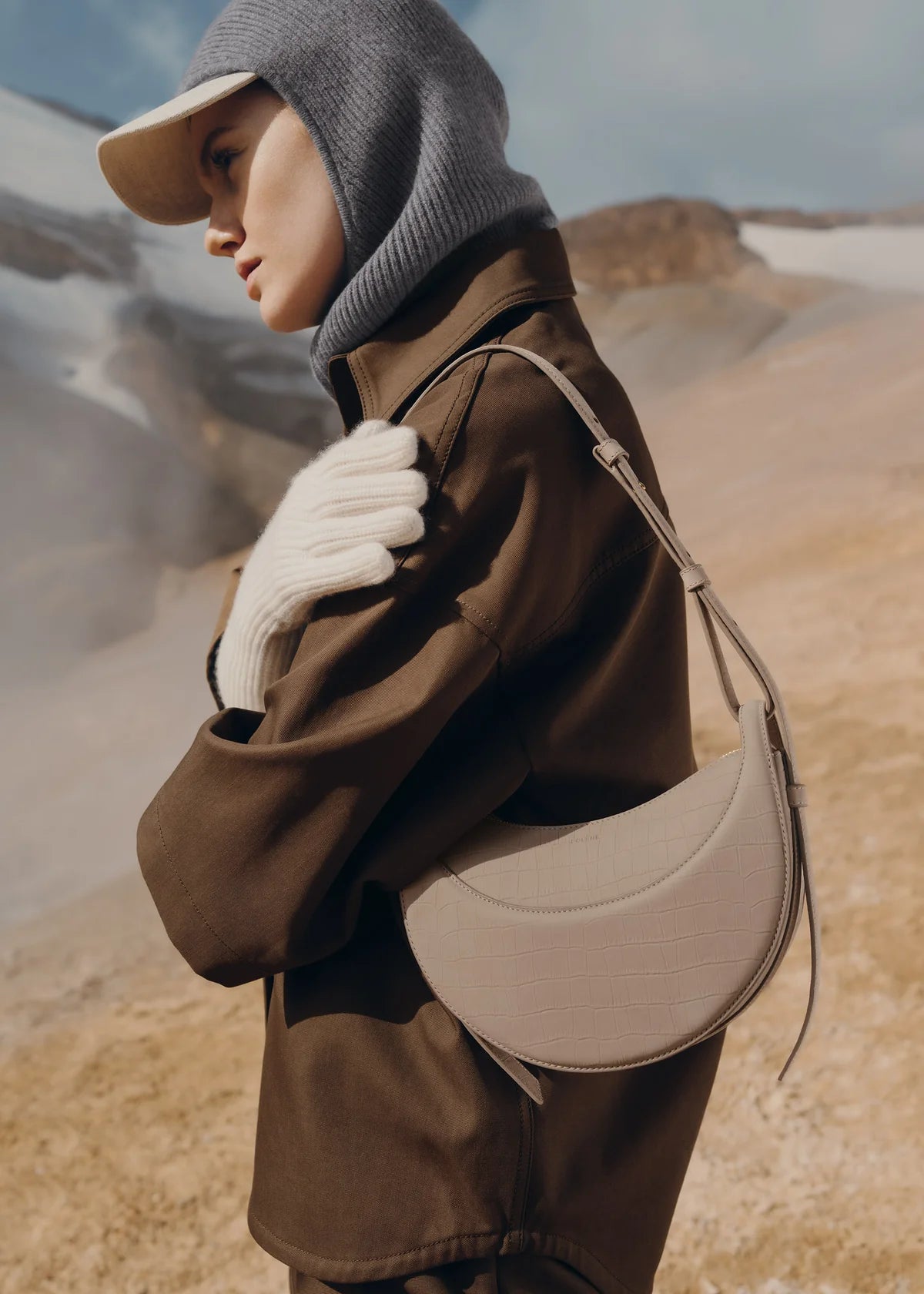 Numéro Dix Crocodile Nubuck Taupe