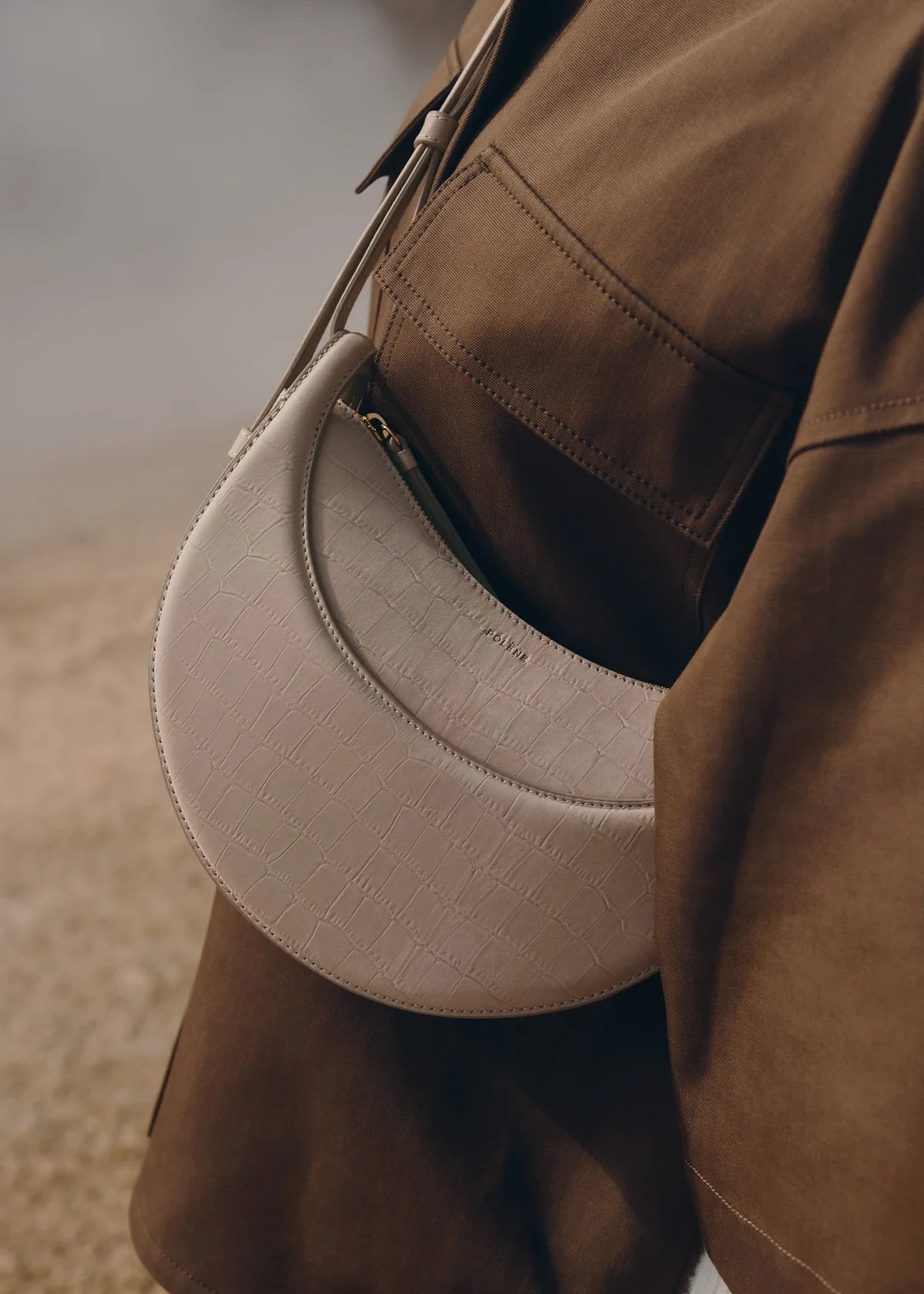 Numéro Dix Crocodile Nubuck Taupe