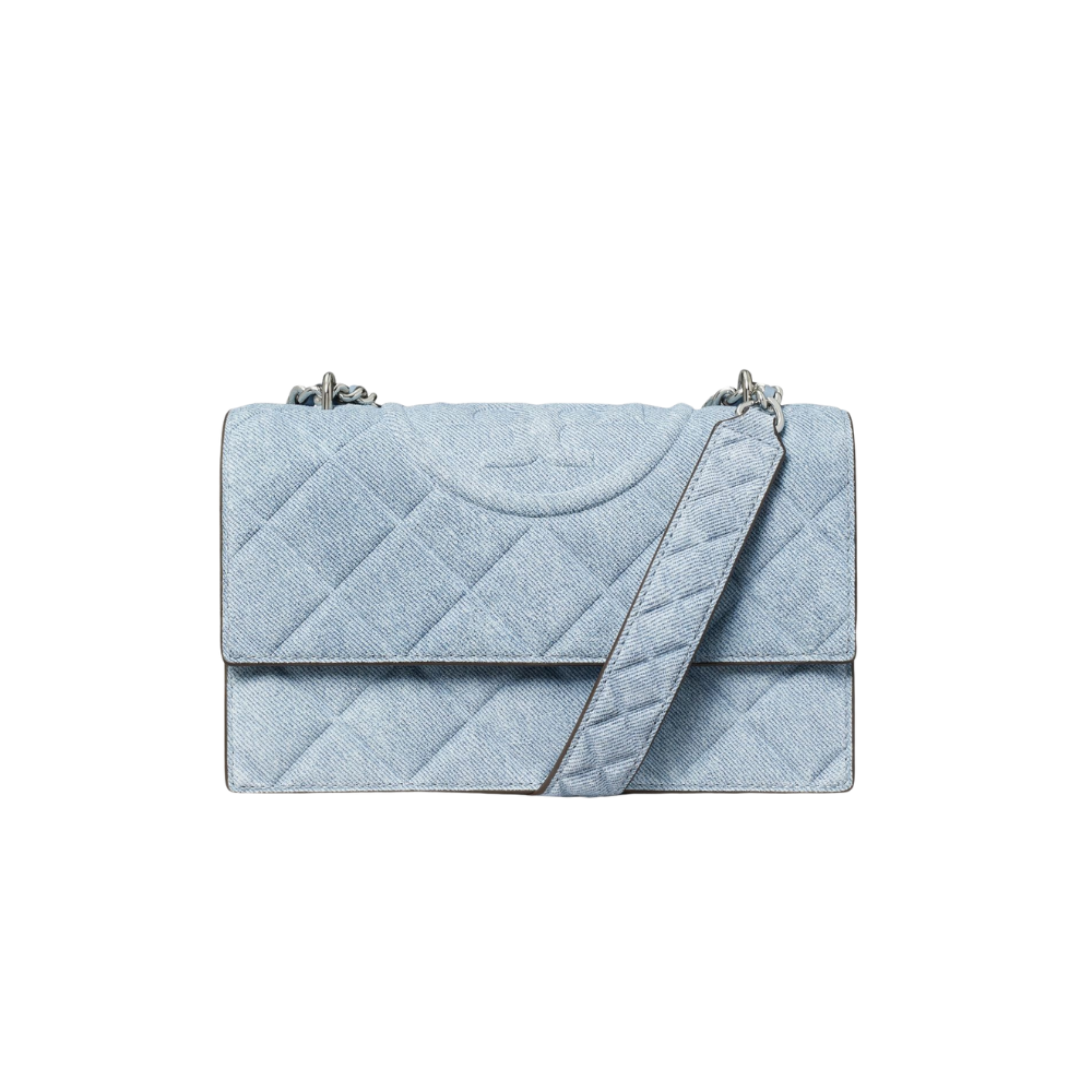 Small Fleming Denim-print Suede Shoulder Bag