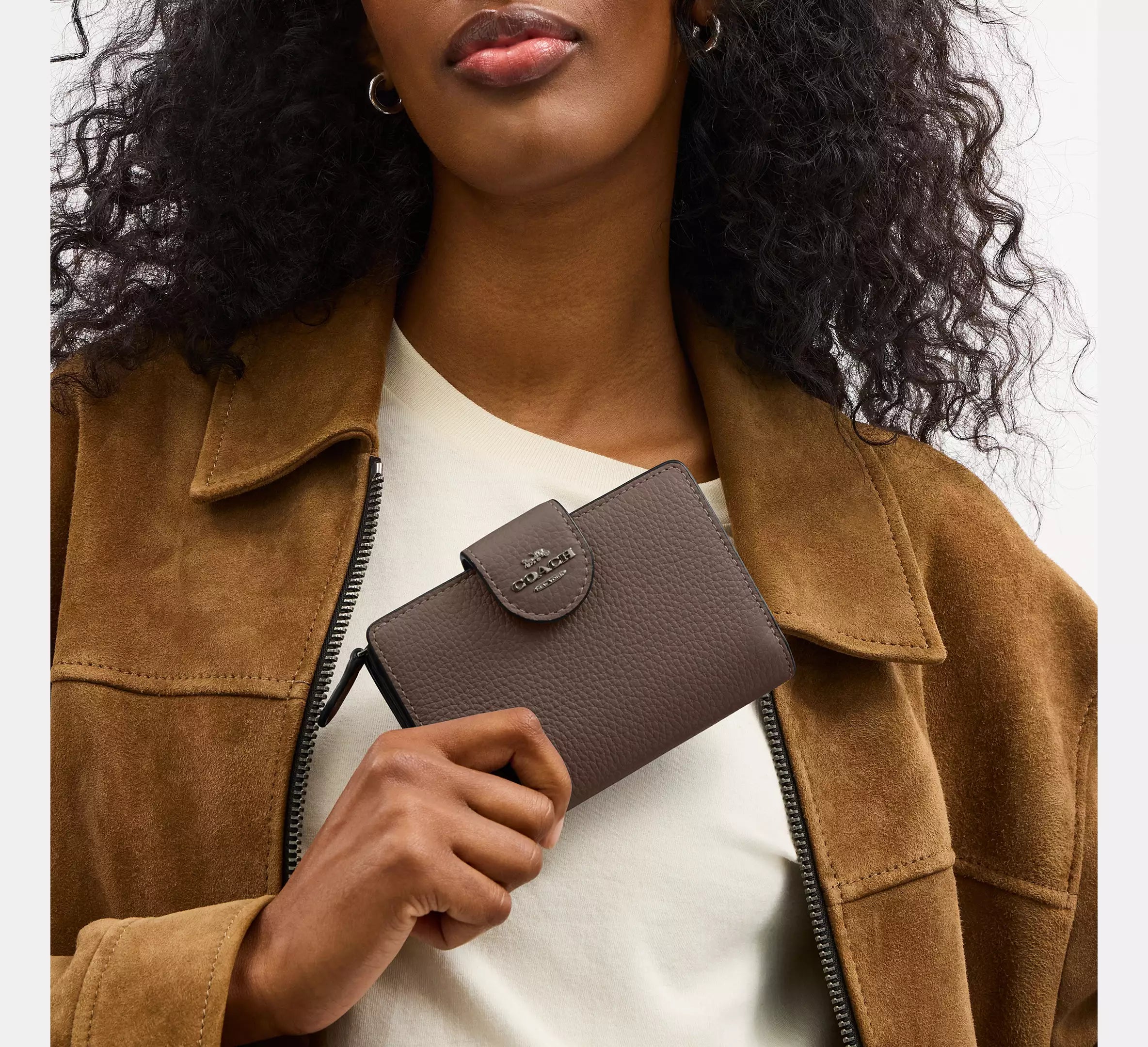 Medium Corner Zip Wallet Gunmetal/Dark Stone