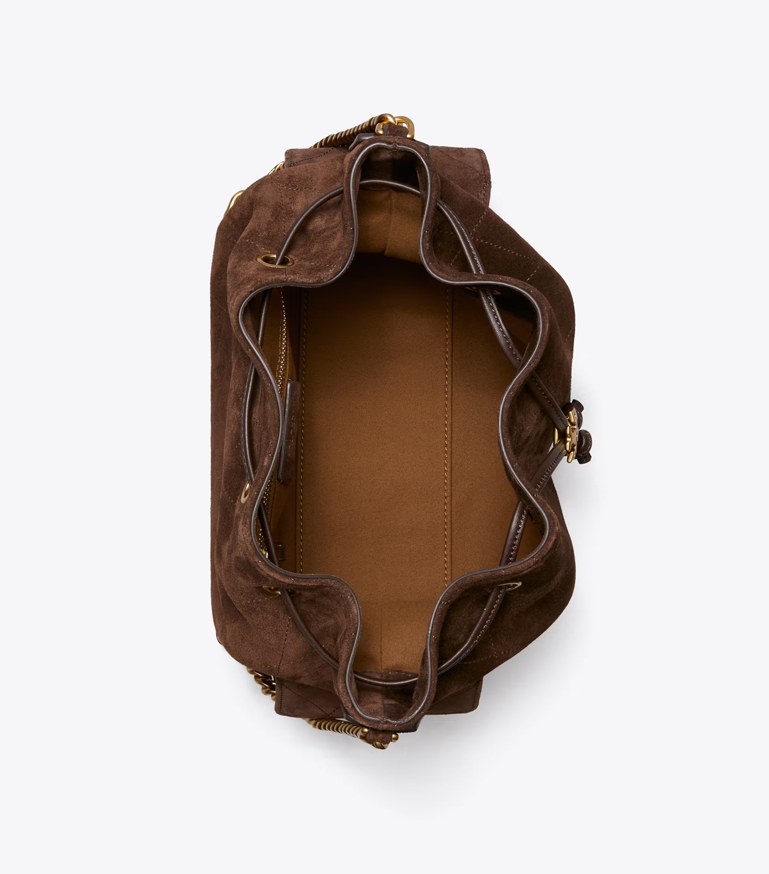 CHARLIE QUILTED SUEDE DRAWSTRING SHOULDER BAG
