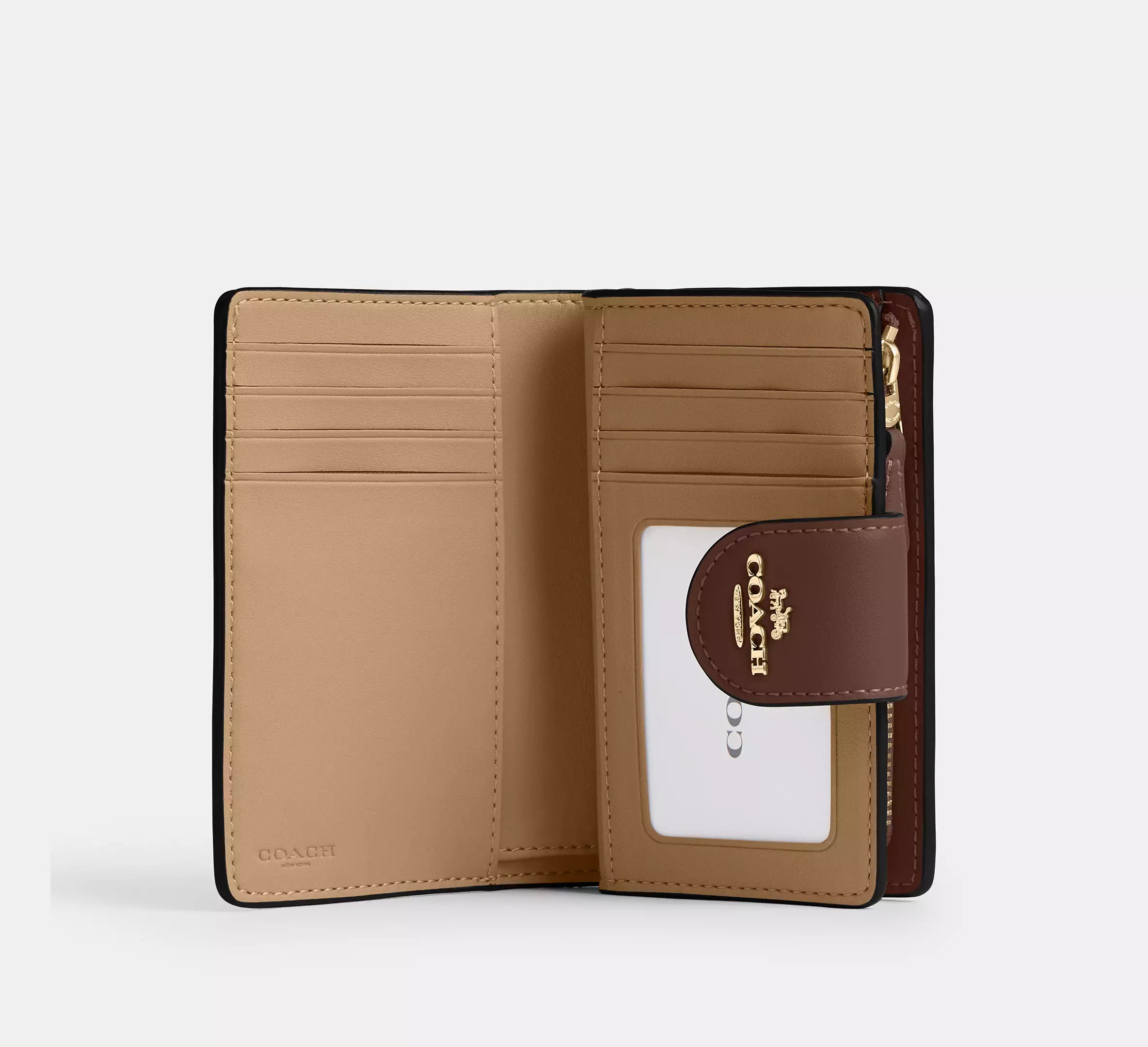 Medium Corner Zip Wallet In Signature Canvas Gold/Tan/Brown