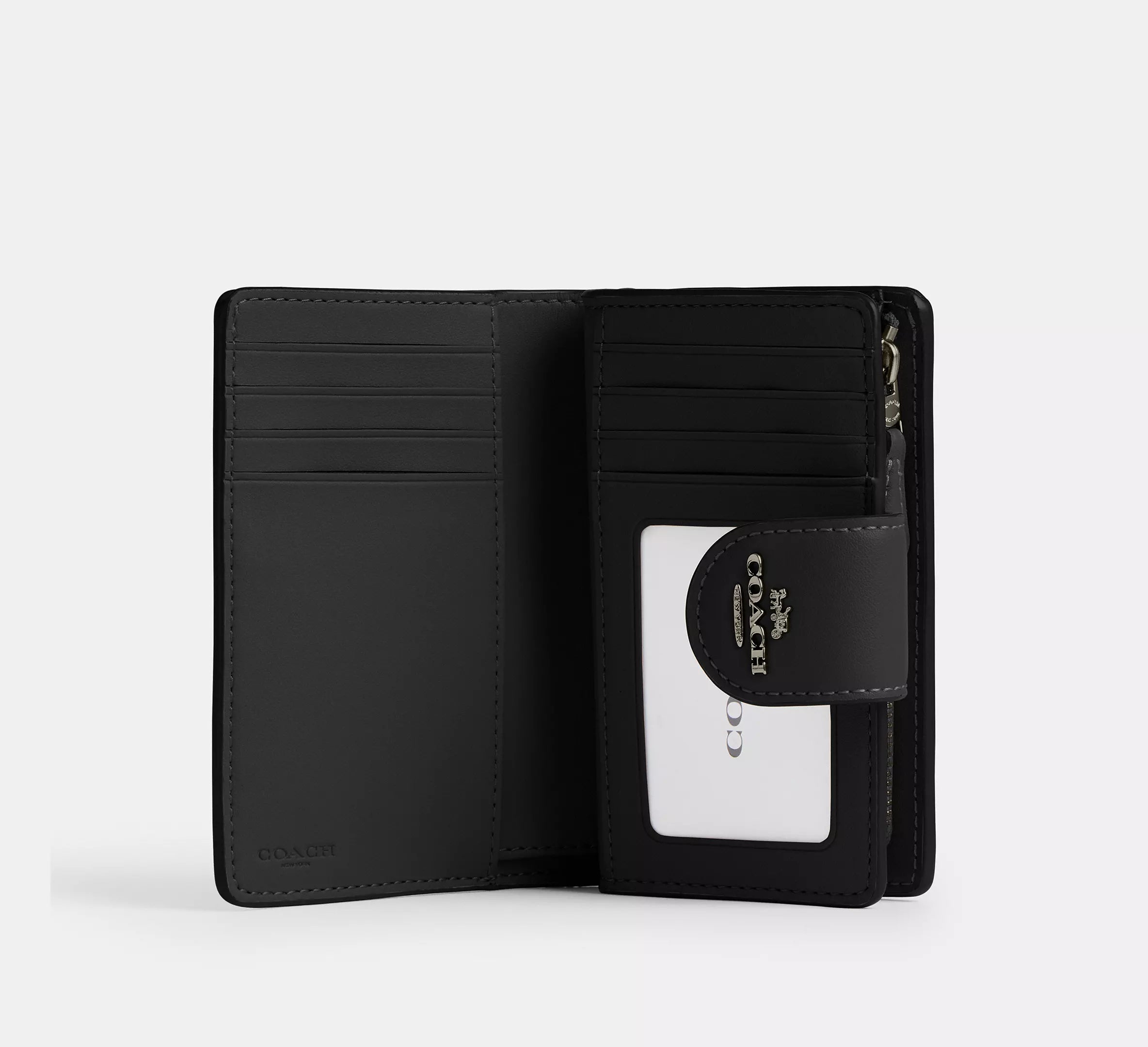 Medium Corner Zip Wallet In Signature Canvas Gunmetal/Charcoal/Black