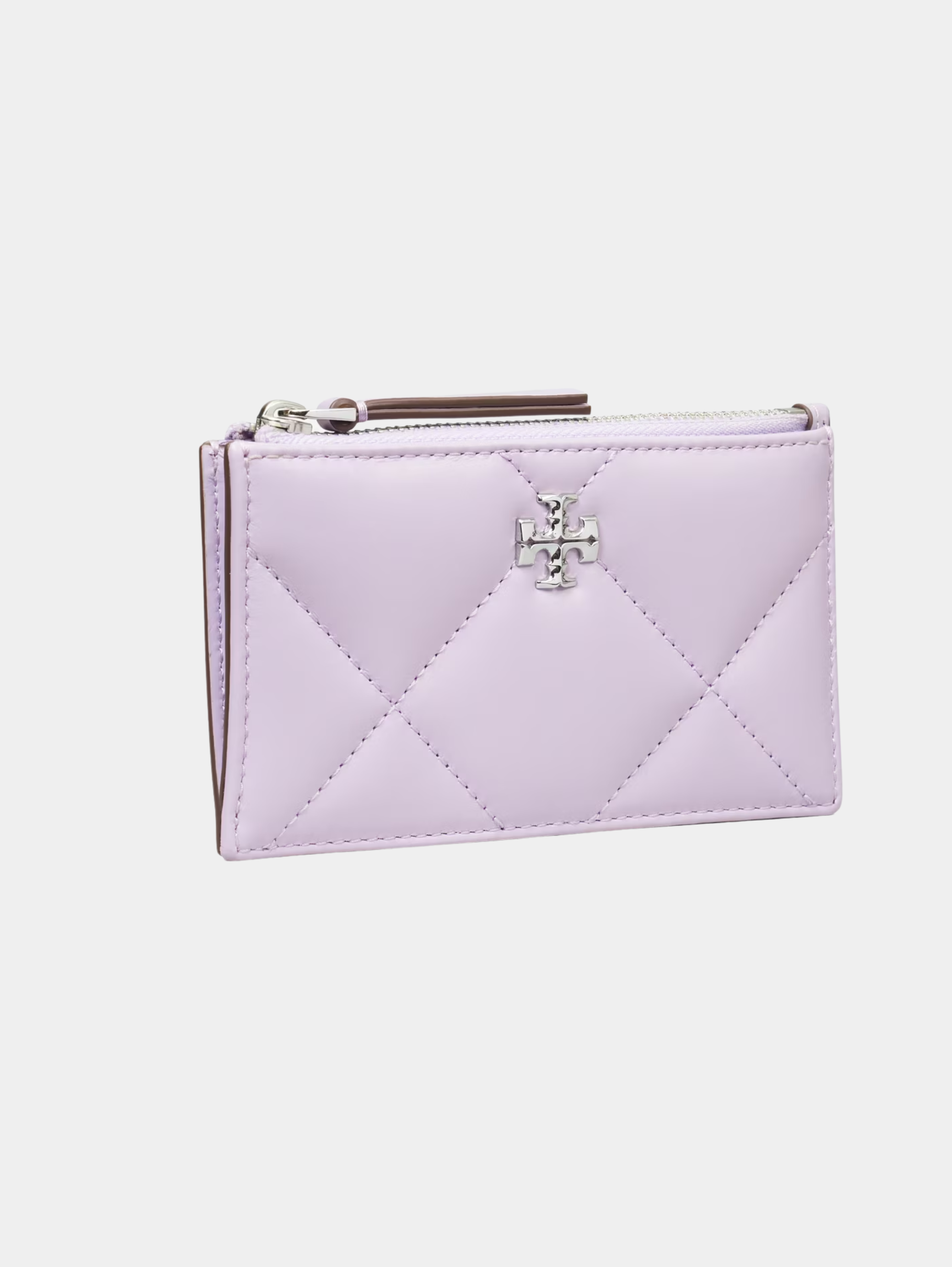 KIRA DIAMOND QUILT PAVÉ LOGO ZIP CARD CASE
