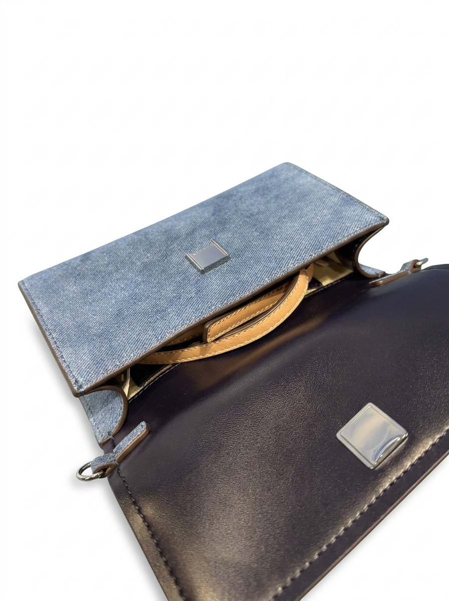Emerson Denim Suede Chain Wallet Crossbody