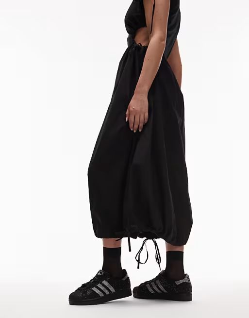 adidas Originals Superstar II sneakers in black and silver dimantes