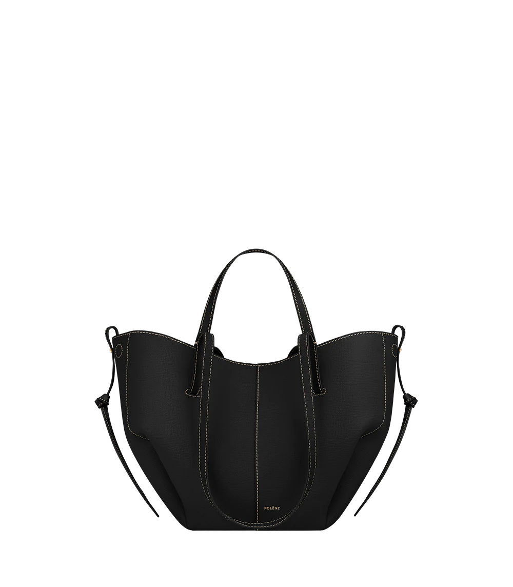 Cyme Mini Black with Ecru Stitching