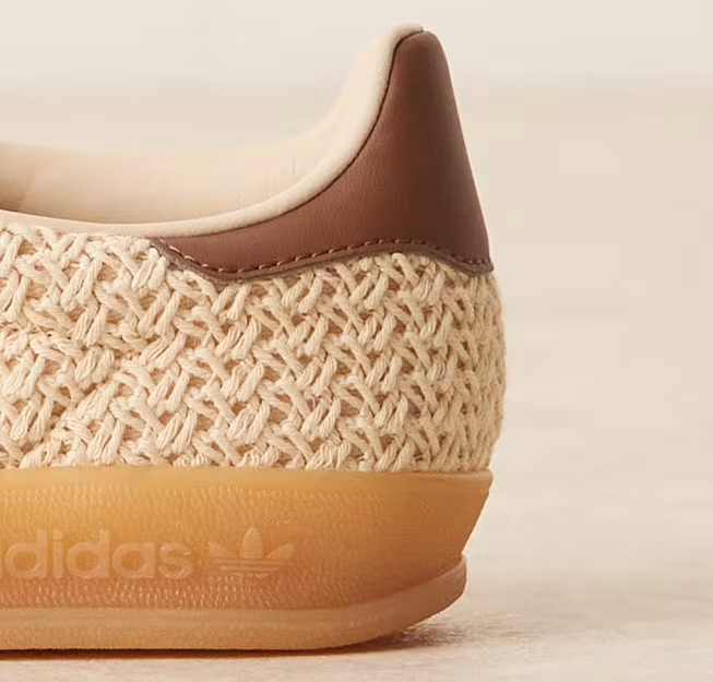adidas Originals Gazelle Indoor crochet sneakers in beige and brown