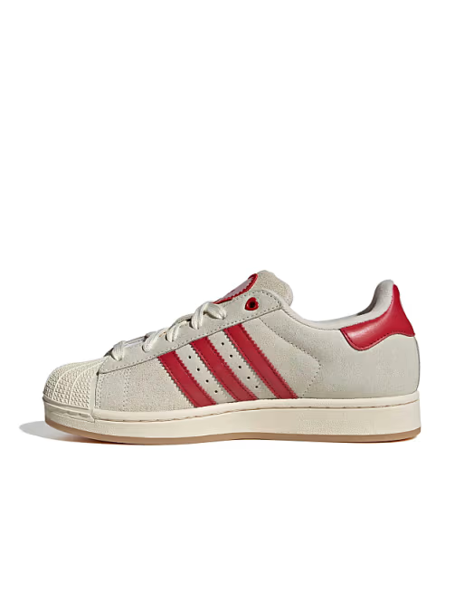 adidas Originals Superstar II sneakers in white and red