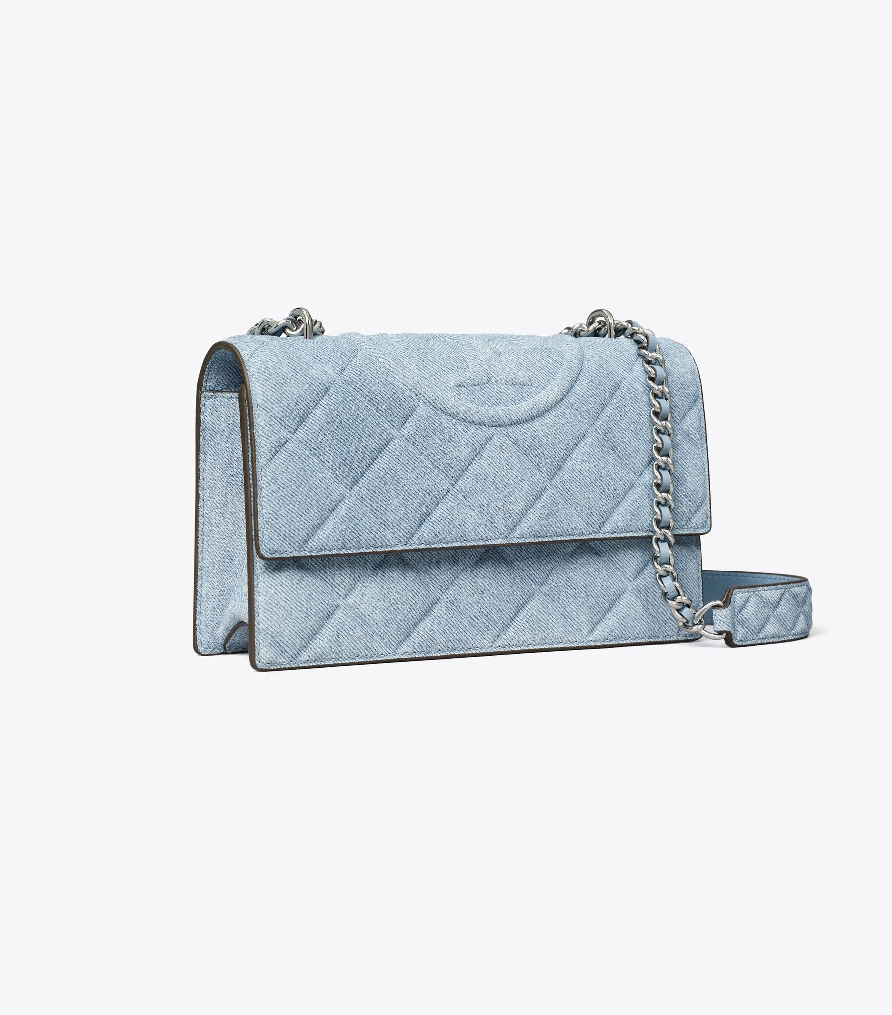 Small Fleming Denim-print Suede Shoulder Bag