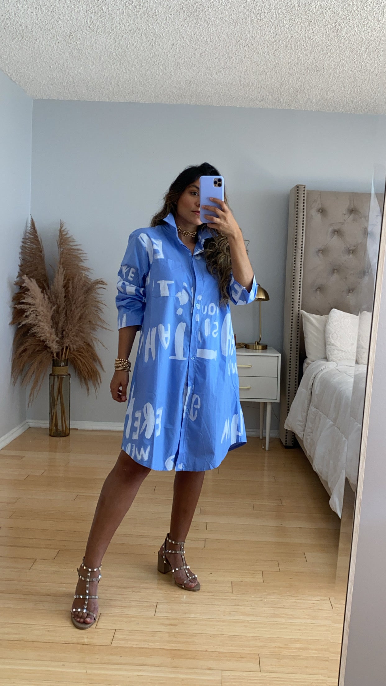 CAMISA LARGA ESTAMPADA