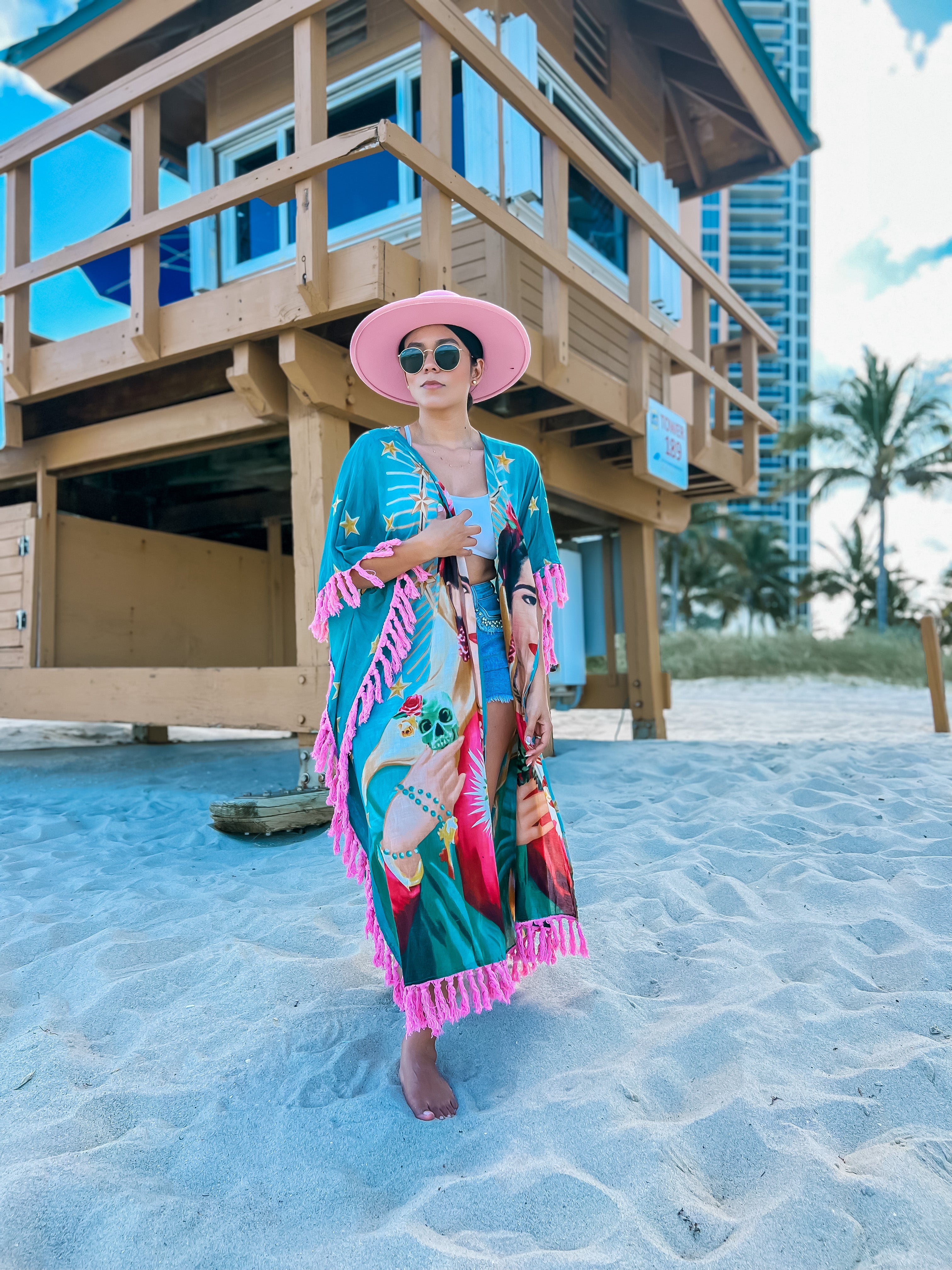 Frida green/pink tunic